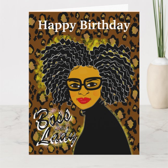 Carte d'anniversaire de Boss Lady African American (Devant)