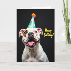 Carte d'anniversaire de bouledogue joyeuse