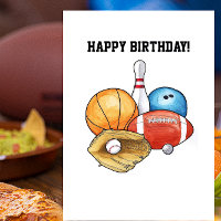 Carte d'anniversaire de boules de sports