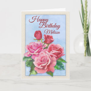 Carte d'anniversaire de bouquet rose