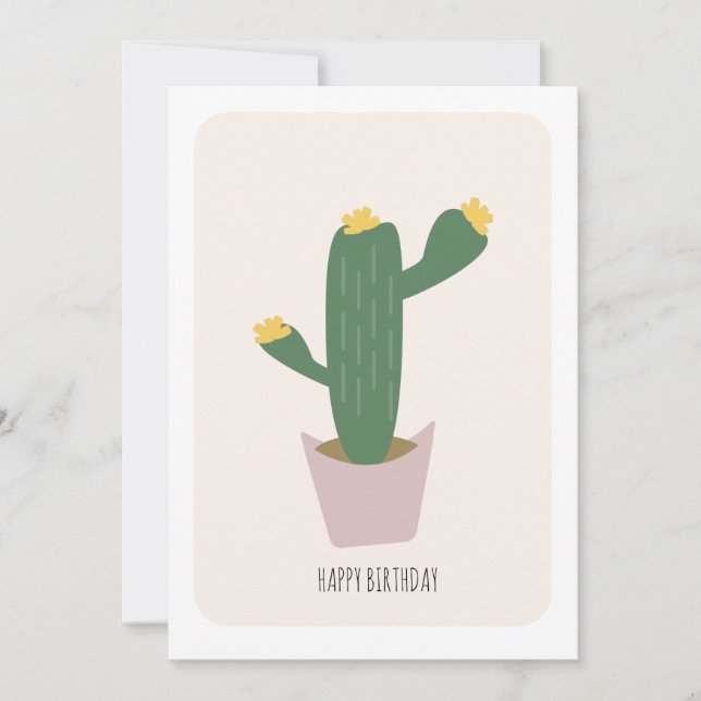 Carte d'anniversaire de cactus de désert vert et j (Devant)