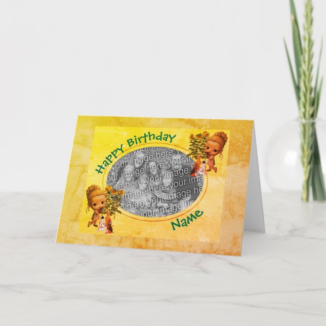 Carte d'Anniversaire de cadre photo pour fille et  (Devant)