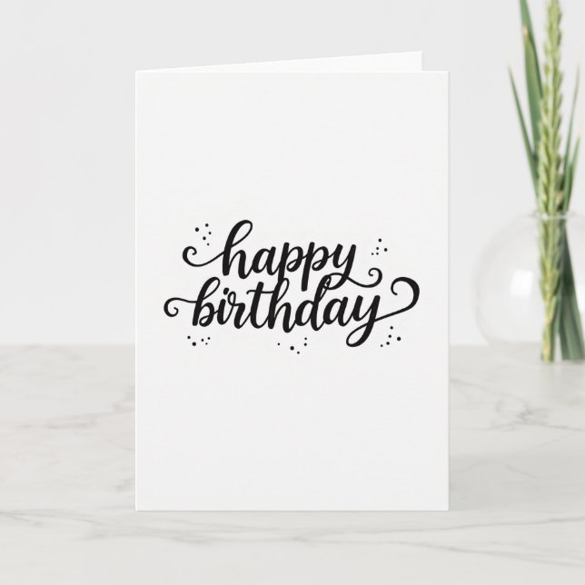 Carte d'anniversaire de calligraphie monochrome (Devant)