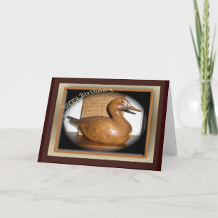 Carte d'anniversaire de canard en bois