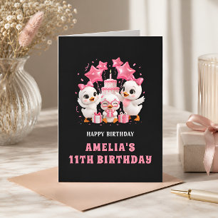 Carte d'anniversaire de canard Kawaii mignonne pou