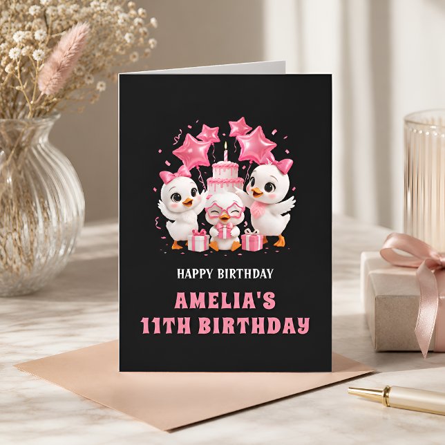 Carte d'anniversaire de canard Kawaii mignonne pou (Créateur téléchargé)