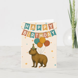 Carte d'anniversaire de Capybara - animal de fête