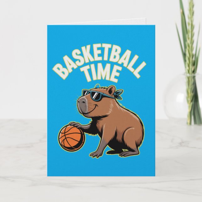 Carte d'anniversaire de capybara de basketball (Devant)