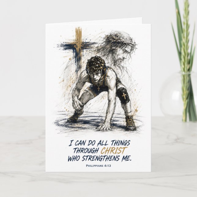 Carte d'anniversaire de catch catholique pour garç (Devant)