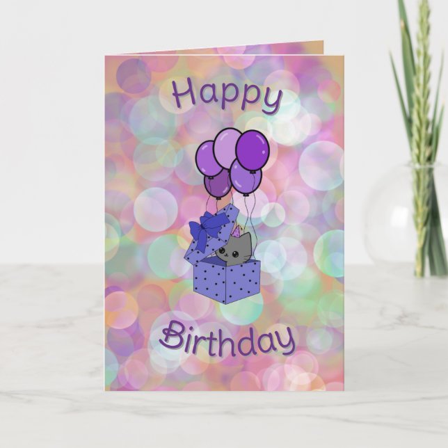 carte d'anniversaire de chat (Devant)
