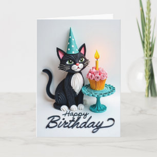 Carte d'anniversaire de chat à couches