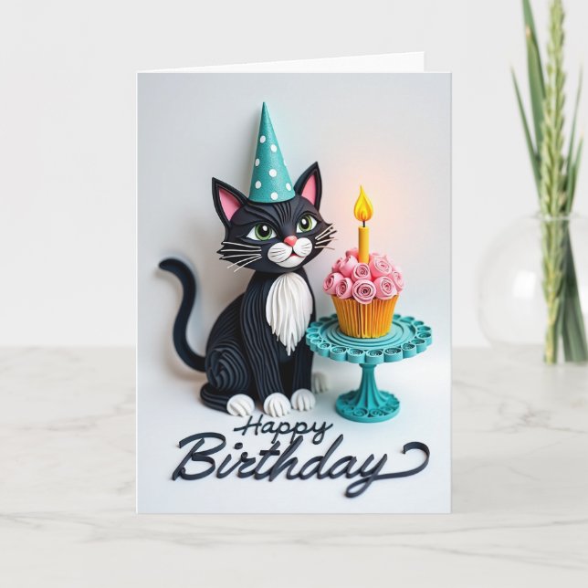Carte d'anniversaire de chat à couches (Devant)