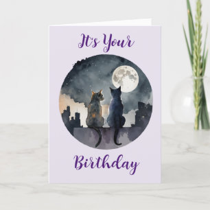 Carte d'anniversaire de chat à neuf vies mignonne