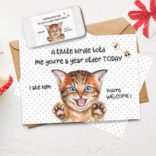 Carte d'anniversaire de chat amusant   Un Petit Oi