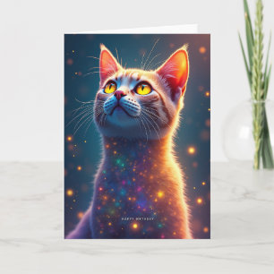 Carte d'anniversaire de chat céleste
