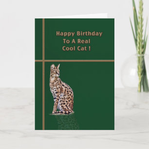 Carte d'anniversaire de chat cool avec occelot