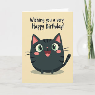 Carte d'anniversaire de chat de dessin animé joyeu