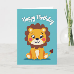 Carte d'anniversaire de chat de jungle sucré