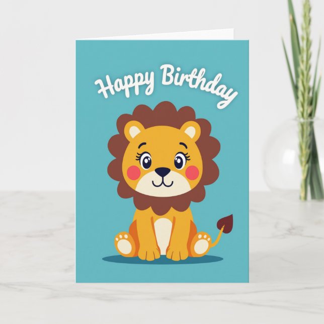Carte d'anniversaire de chat de jungle sucré (Devant)