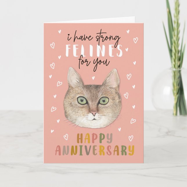 Carte d'anniversaire de chat drôle Forts félins po (Devant)