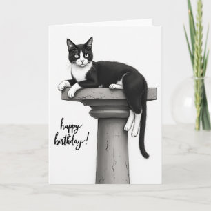 Carte d'anniversaire de chat en smoking joyeux