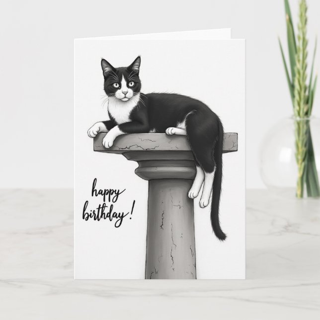 Carte d'anniversaire de chat en smoking joyeux (Devant)
