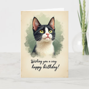 Carte d'anniversaire de chat en smoking mignon