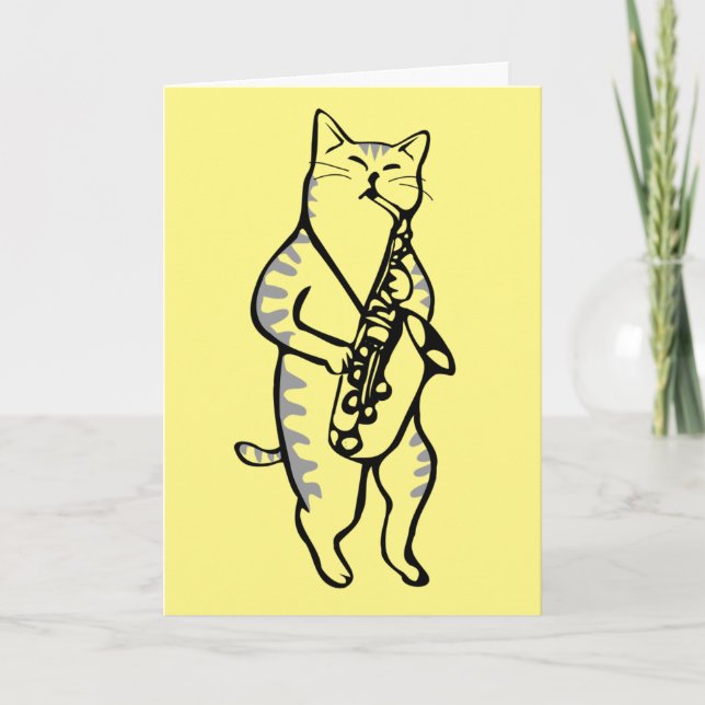 CARTE D'ANNIVERSAIRE DE CHAT JAZZ (Devant)