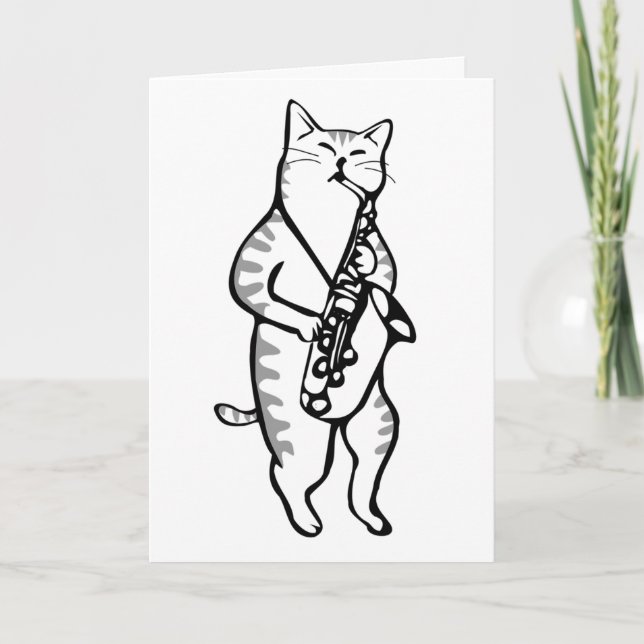 CARTE D'ANNIVERSAIRE DE CHAT JAZZ (Devant)