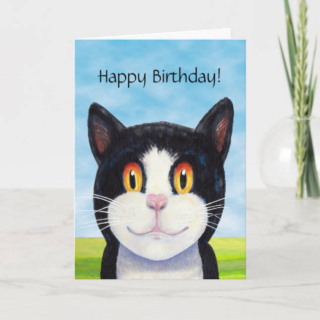Carte d'anniversaire de chat joyeux (Devant)