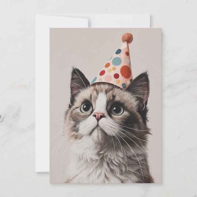 Carte d'anniversaire de chat mignon (Devant)