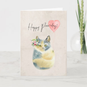 carte d'anniversaire de chat mignon jour de ronron