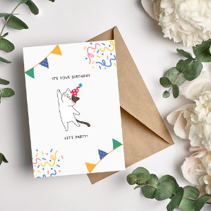 Carte d'anniversaire de chat mignon pour fête d'an