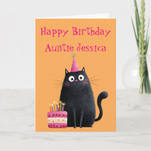Carte d'anniversaire de chat noir fantaisiste