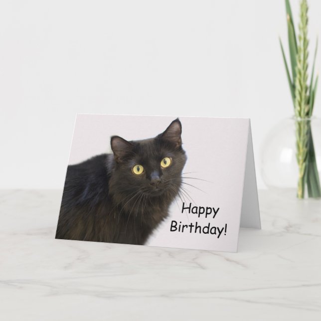 Carte d'anniversaire de chat noir par point pour u (Devant)