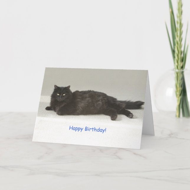 Carte d'anniversaire de chat noir par point pour u (Devant)