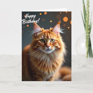 Carte d'anniversaire de chat orange