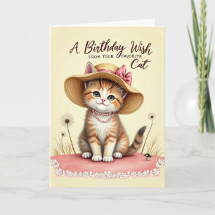 Carte d'anniversaire de chat portant un chapeau