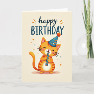 Carte d'anniversaire de chat rayé