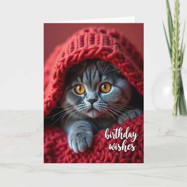 Carte d'anniversaire de chat rayé doux (Devant)