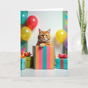 Carte d'anniversaire de chat roux