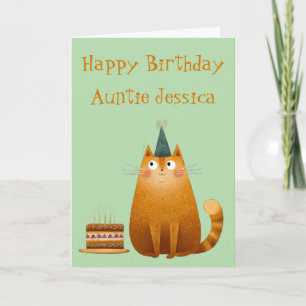 Carte d'anniversaire de chat roux fantaisiste