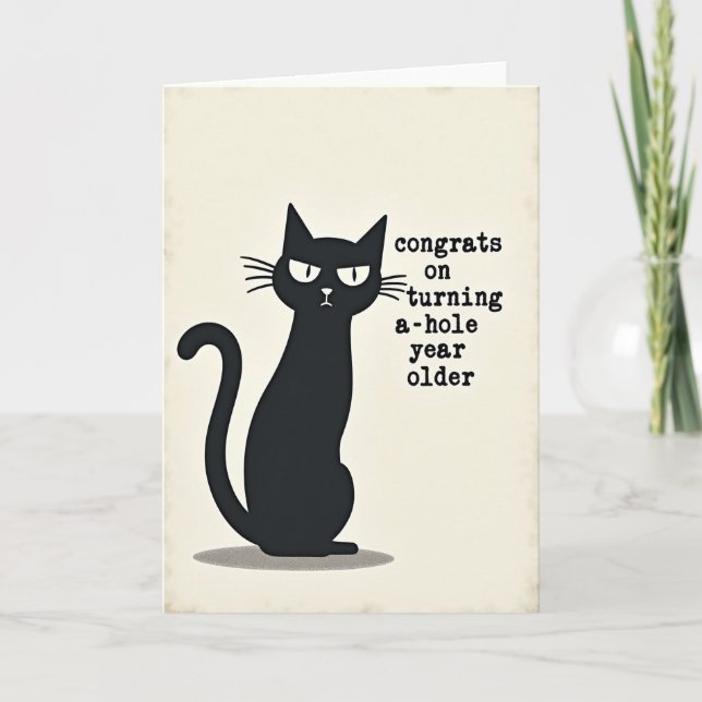 Carte d'anniversaire de chat sarcastique (Devant)