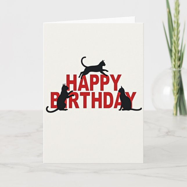 Carte d'anniversaire de chat sauteur (Devant)