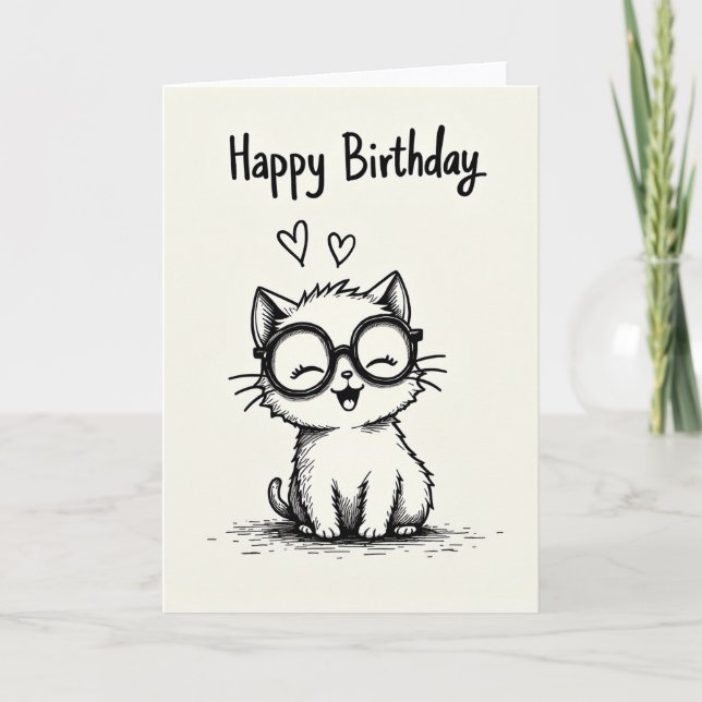Carte d'anniversaire de chat souriant (Devant)