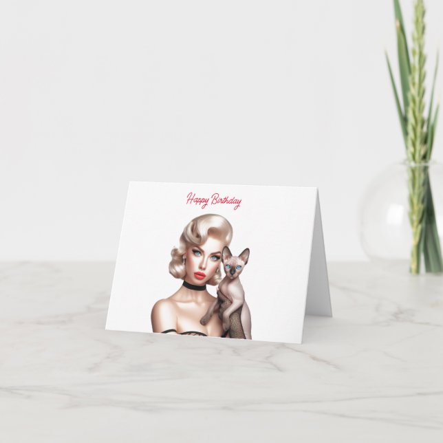 Carte d'anniversaire de Chat Sphynx (Devant)