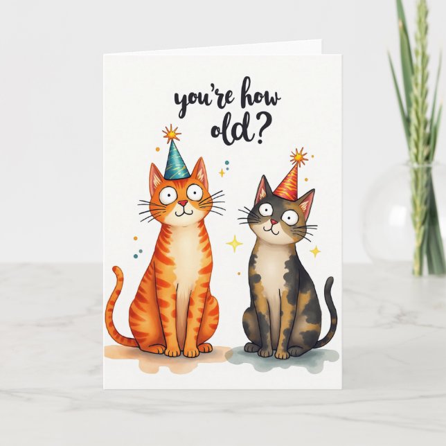 Carte d'anniversaire de chat surpris (Devant)