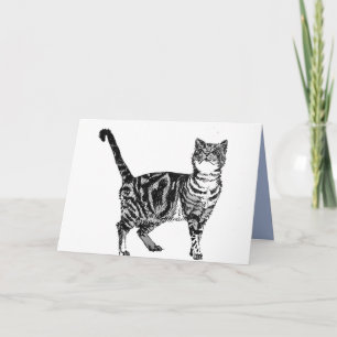 Carte d'anniversaire de chat Tabby noir et blanc