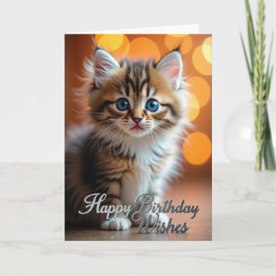 Carte d'anniversaire de chaton aux yeux bleus