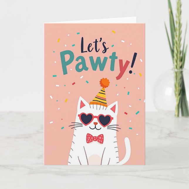 Carte d'anniversaire de chaton joueur (Devant)